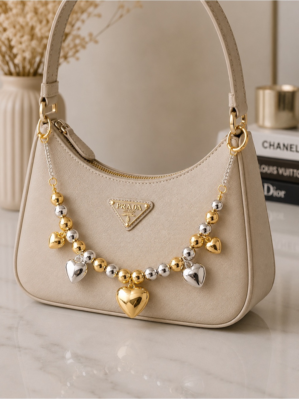 Luxe Golden Heart Bag Charm